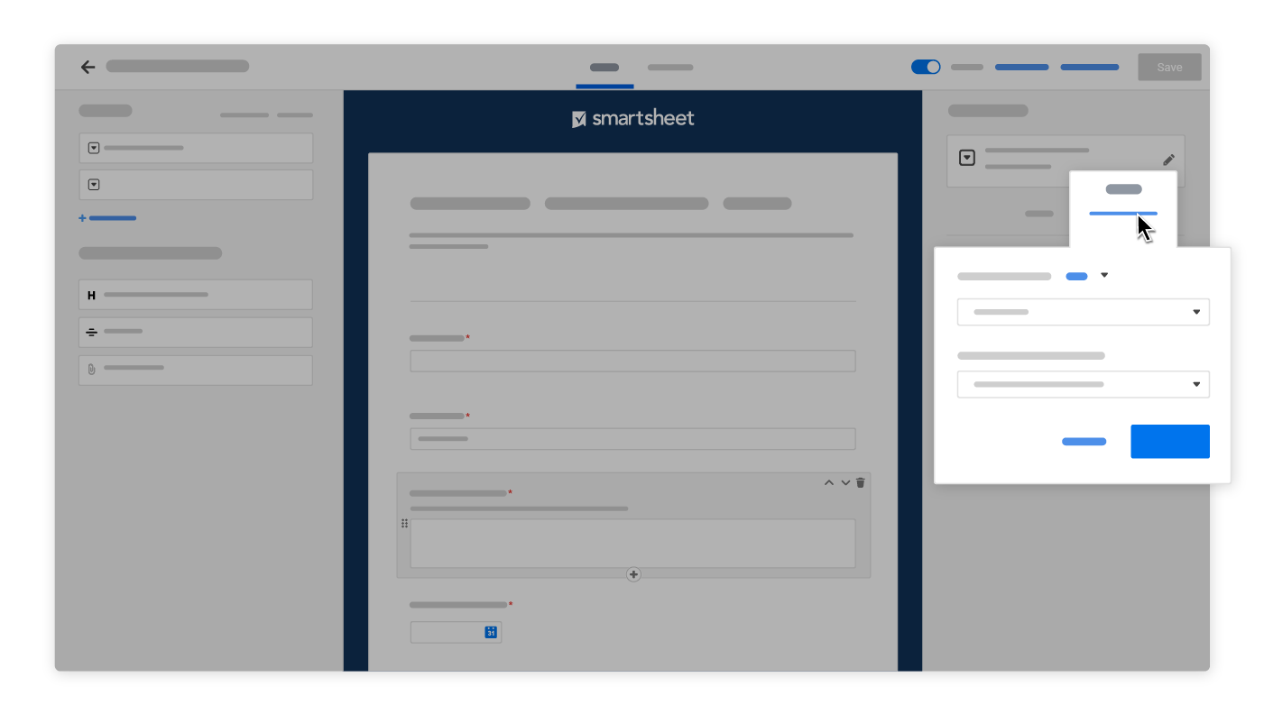 Smartsheet フォーム ビルダーと条件付きロジック