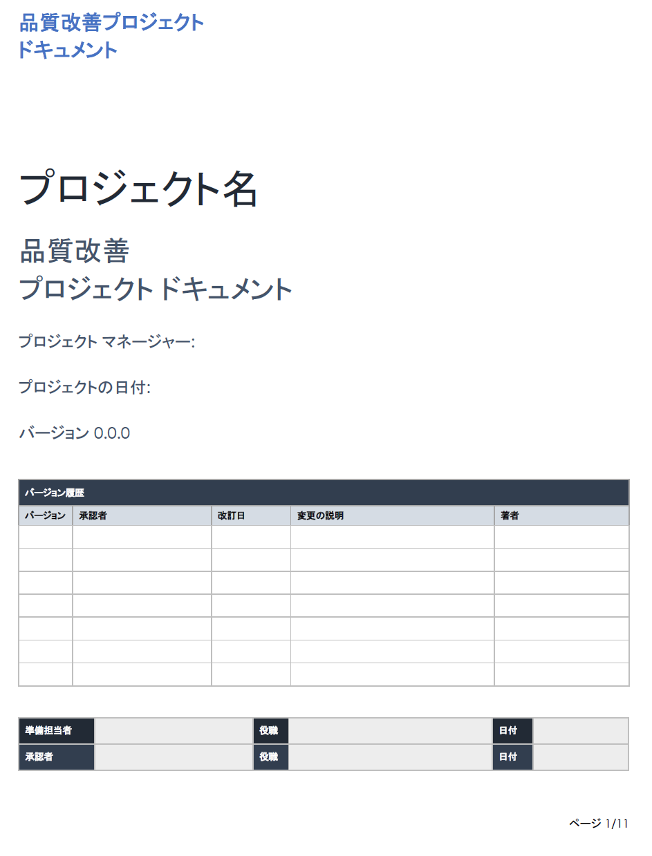 品質向上プロジェクトの文書化