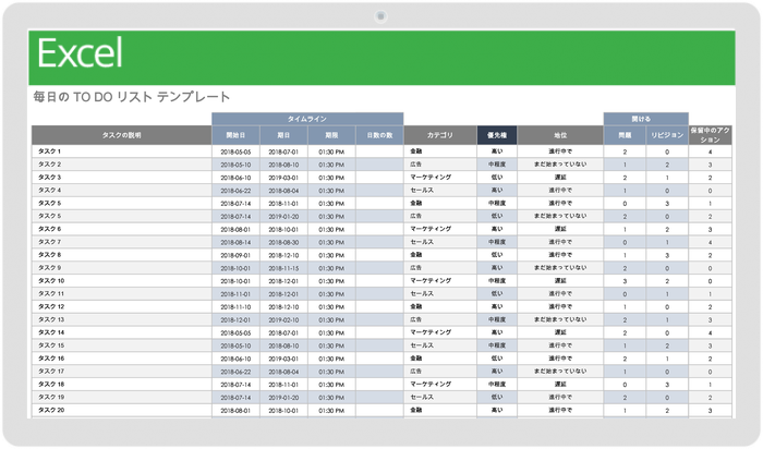  毎日のToDoリストテンプレート