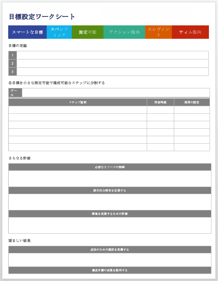 目標設定ワークシート